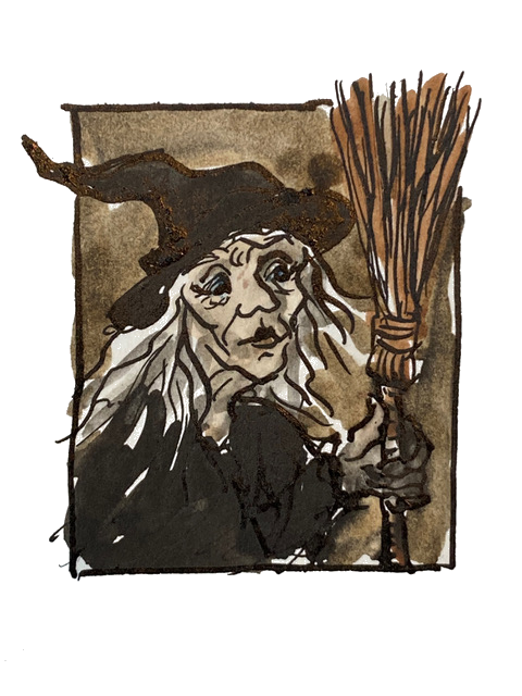 Portrait of an old female witch