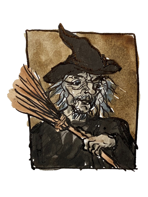 Portrait of an old male witch