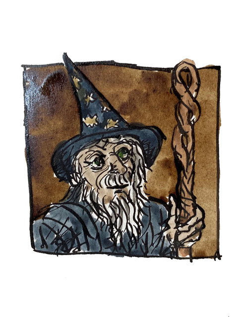 Portrait of an old male wizard 